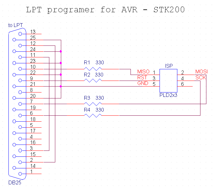 Внутрисхемный SPI-программатор для Atmel At89S8252 на LPT порт